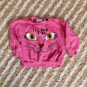 Mini Rodini Pink Kids Sweatshirt with Cat Design